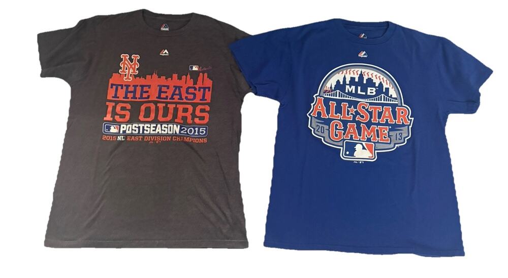 Vintage Lot Of 2 NY Mets T Shirt Majestic Men's Medium